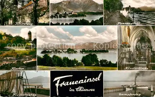 AK / Ansichtskarte Fraueninsel Chiemsee Klosterberg Frauenwoerth Dampfersteg Kloster Kat. Chiemsee