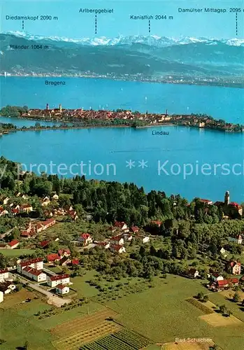 AK / Ansichtskarte Lindau Bodensee Fliegeraufnahme Bad Schachen Bregenz Kanisfluh Kat. Lindau (Bodensee)