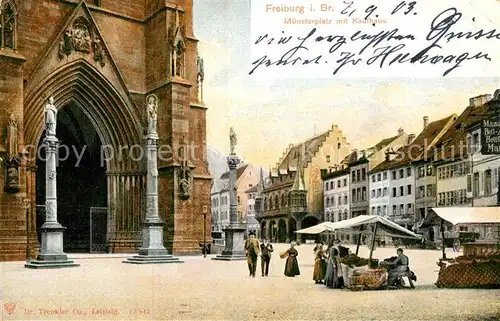 AK / Ansichtskarte Freiburg Breisgau Muensterplatz mit Kaufhaus Muensterportal Kat. Freiburg im Breisgau