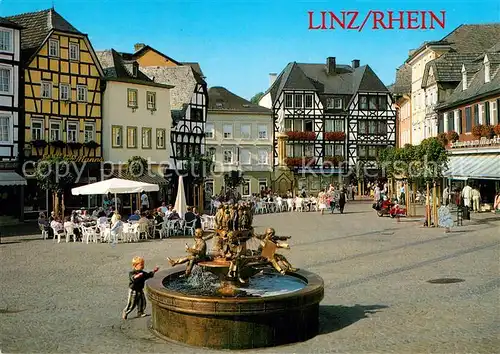 AK / Ansichtskarte Linz Rhein Marktplatz Brunnen Strassencafe Kat. Linz am Rhein