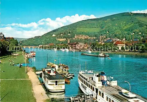 AK / Ansichtskarte Heidelberg Neckar Anlegestelle Persaonenschiff Heimat und Kurpfalz  Kat. Heidelberg