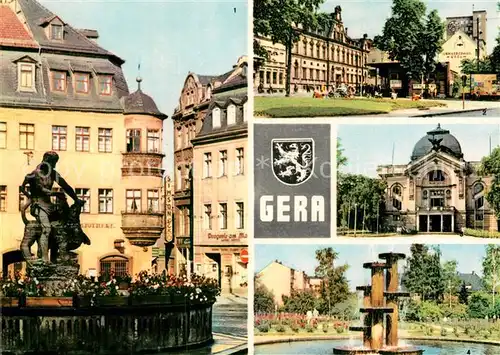 AK / Ansichtskarte Gera erker an der Stadtapotheke Puschkinplatz Theater Dahliengarten Kat. Gera