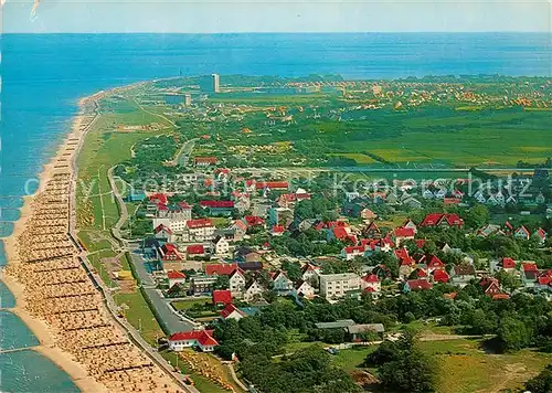 AK / Ansichtskarte Cuxhaven Duhnen Nordseebad Fliegeraufnahme Strand und Ort 