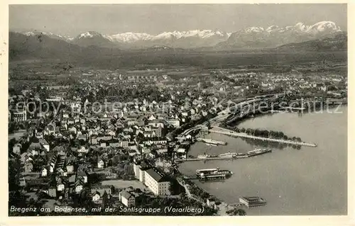 AK / Ansichtskarte Bregenz Bodensee Fliegeraufnahme mit Saentisgruppe