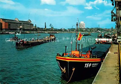 AK / Ansichtskarte Ludwigshafen Rhein Rhein BASF Hochhaus Binnenschiff Rhenus Kat. Ludwigshafen am Rhein