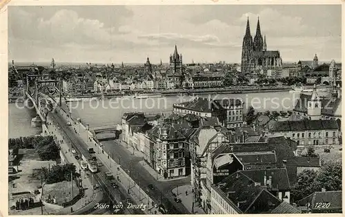 AK / Ansichtskarte Koeln Rhein Blick von Deutz auf Bruecke und Dom Kat. Koeln