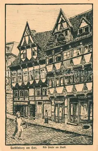 AK / Ansichtskarte Quedlinburg Alte Haeuser am Markt  Kat. Quedlinburg