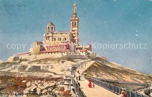 AK / Ansichtskarte Marseille Bouches du Rhone Cathedrale Notre Dame de la Garde Oilette Serie No 7 Dessin Kuenstlerkarte
