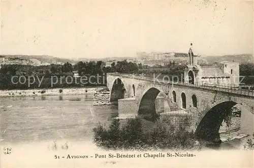 AK / Ansichtskarte Avignon Vaucluse Pont Saint Benezet Kapelle Saint Nicolas Kat. Avignon