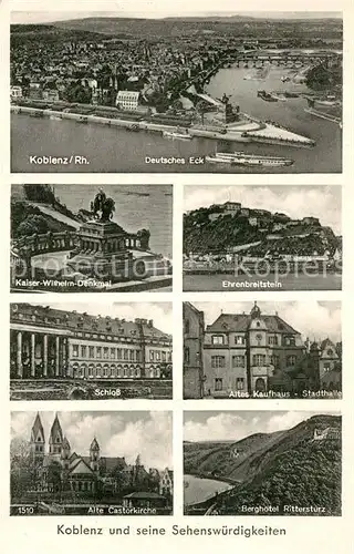 AK / Ansichtskarte Koblenz Rhein Deutsches Eck Ehrenbreitstein Kaiser Wilhelm Denkmal Kat. Koblenz