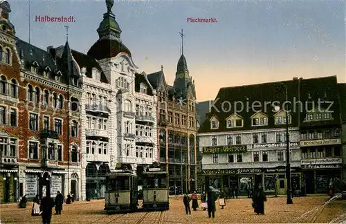 AK / Ansichtskarte Halberstadt Fischmarkt Strassenbahn Kat. Halberstadt