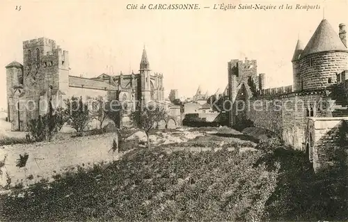 AK / Ansichtskarte Carcassonne Eglise Saint Nazaire et les Remparts  Kat. Carcassonne