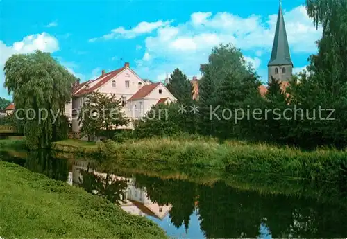 AK / Ansichtskarte Buende Westfalen Partie an der Else mit Laurentiuskirche