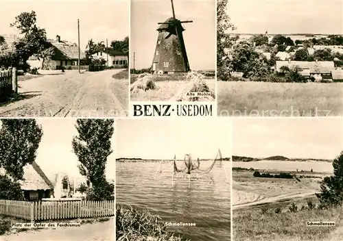 AK / Ansichtskarte Benz Usedom Alte Muehle Schollensee Platz der Opfer  Kat. Benz Usedom