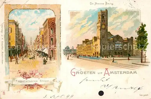 AK / Ansichtskarte Amsterdam Niederlande Reguliersbree Straat De Nieuwe Beurs Litho Kat. Amsterdam