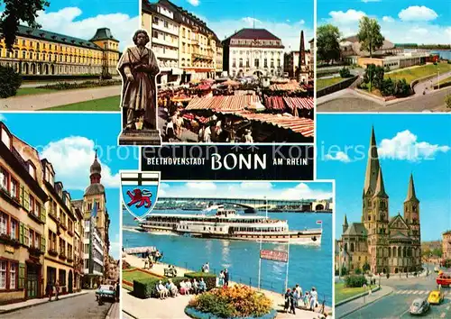 AK / Ansichtskarte Bonn Rhein Rheinufer Schloss Anlagen Marktplatz Dom Kat. Bonn
