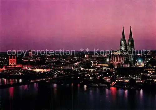 AK / Ansichtskarte Koeln Rhein Dompanorama bei Nacht Kat. Koeln