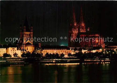 AK / Ansichtskarte Koeln Rhein Dom Gross Sankt Martin bei Nacht Kat. Koeln