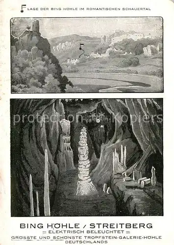 AK / Ansichtskarte Streitberg Oberfranken Bing Hoehle Schauertal Tropfsteinhoehle Kuenstlerkarte Kat. Wiesenttal