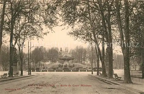 AK / Ansichtskarte Aix en Provence Sortie du Cours Mirabeau Fontaine Monumentale Kat. Aix en Provence