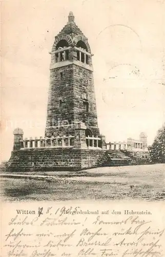 AK / Ansichtskarte Witten Ruhr Bergerdenkmal auf dem Hohenstein Kat. Witten Ruhr