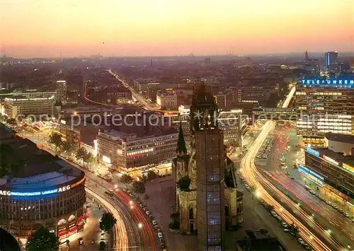 AK / Ansichtskarte Berlin Stadtblick mit Kaiser Wilhelm Gedaechtnskirche bei Nacht Kat. Berlin