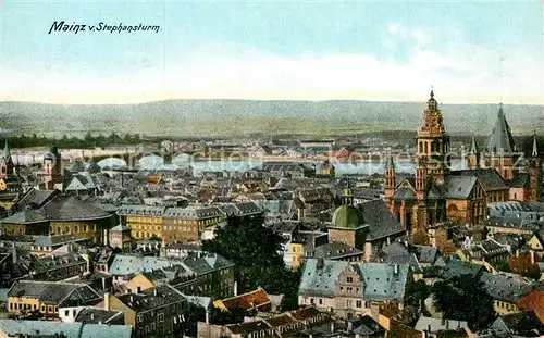 AK / Ansichtskarte Mainz Rhein Blick vom Stephansturm