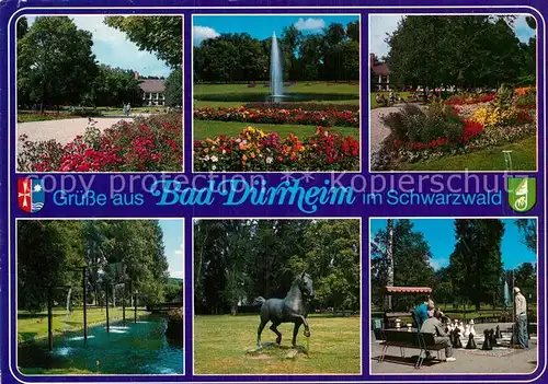 AK / Ansichtskarte Bad Duerrheim Kurpark Fontaene Pferdeskulptur Gartenschach Kat. Bad Duerrheim