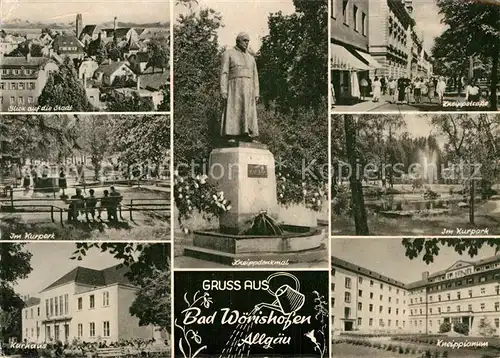 AK / Ansichtskarte Woerishofen Bad Kurpark Kurhaus Kneippianum Kneipp Denkmal  Kat. Bad Woerishofen