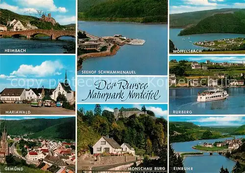 AK / Ansichtskarte Eifel Region Rursee Heimbach Mariawald Rurberg Gemuend Monschau Einruhr