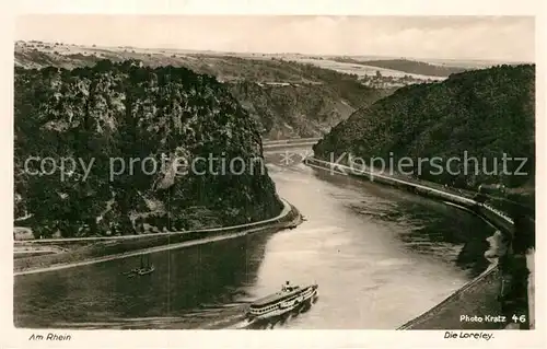 AK / Ansichtskarte Foto Kratz Nr. 46 Loreley Rhein Dampfer  Kat. Fotografie