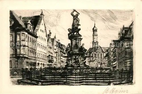 AK / Ansichtskarte Augsburg Herkulesbrunnen Zeichnung Kat. Augsburg