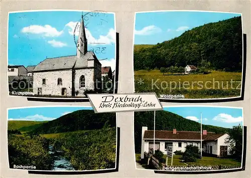 AK / Ansichtskarte Dexbach Kirche Waldpartie Bach Dorfgemeindehaus Kat. Biedenkopf