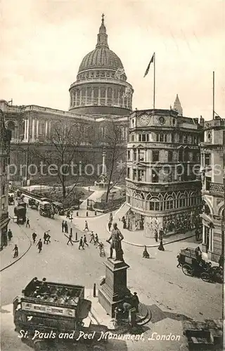 AK / Ansichtskarte London St Pauls Cathedral and Peel Monument Statue Kat. City of London