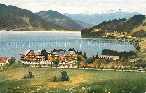 AK / Ansichtskarte Titisee Schwarzwaldhotel Blick zum Feldberg Kuenstlerkarte Kat. Titisee Neustadt