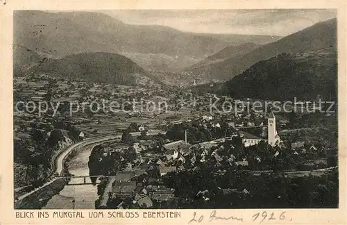 AK / Ansichtskarte Murgtal Baden Panorama Blick ins Murgtal vom Schloss Eberstein