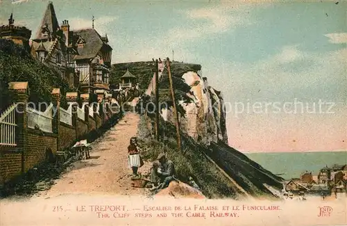 AK / Ansichtskarte Le Treport Escalier de la Falaise et le Funiculaire Kat. Le Treport