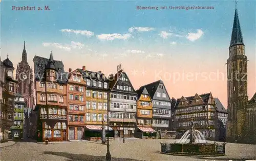 AK / Ansichtskarte Frankfurt Main Roemerberg mit Gerechtigkeitsbrunnen Kat. Frankfurt am Main