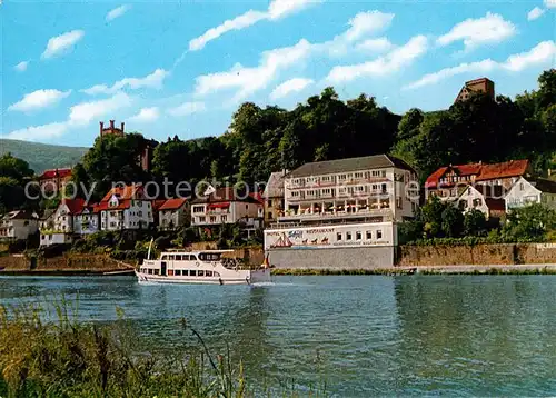 AK / Ansichtskarte Neckarsteinach Hotel Restaurant Schiff Neckarpartie Kat. Neckarsteinach