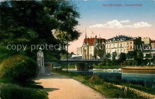 AK / Ansichtskarte Saarbruecken Uferweg an der Saar Luisenbruecke Kat. Saarbruecken