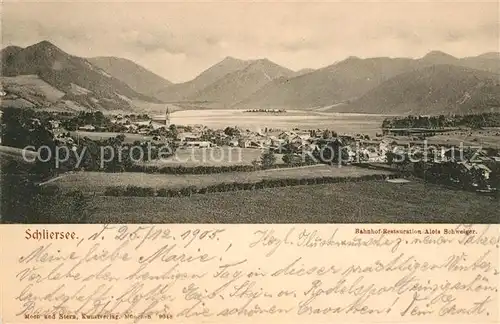 AK / Ansichtskarte Schliersee Gesamtansicht mit Alpenpanorama Kat. Schliersee