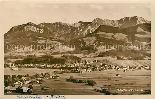 AK / Ansichtskarte Sonthofen Oberallgaeu Gesamtansicht mit Alpenpanorama Allgaeuer Alpen Kat. Sonthofen