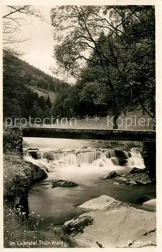 AK / Ansichtskarte Sitzendorf Thueringen Partie im Lichtetal Thueringer Wald Wasserfall Bruecke Kat. Sitzendorf Schwarzatal