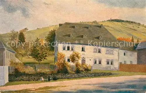 AK / Ansichtskarte Oberweissbach Froebels Geburtshaus Herbststimmung nach Gemaelde von E. Hartung Kuenstlerkarte Kat. Oberweissbach