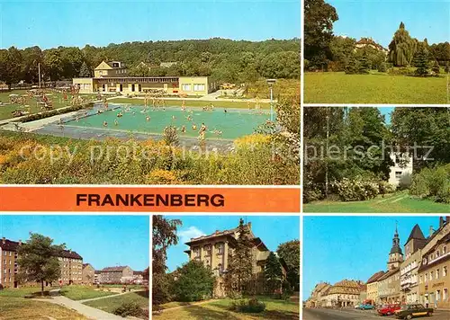 AK / Ansichtskarte Frankenberg Sachsen Freibad Luetzelhoehe Feierabendheim Volkspark Kurheim Luetzelhoehe Platz der Einheit Kat. Frankenberg Sachsen