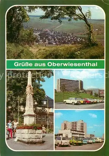 AK / Ansichtskarte Oberwiesenthal Erzgebirge Teilansicht Postmeilensaeule FDGB Erholungsheim Am Fichtelberg Sportschule Sigmund Jaehn Kat. Oberwiesenthal