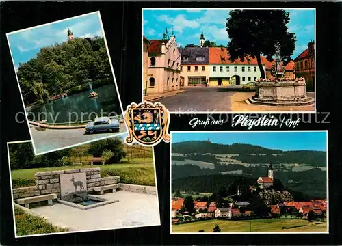 AK / Ansichtskarte Pleystein Marktplatz Denkmal Brunnen Panorama Kat. Pleystein