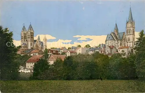 AK / Ansichtskarte Homburg Bad Blick auf die Erloeserkirche und Katholische Kirche Kat. Bad Homburg v.d. Hoehe