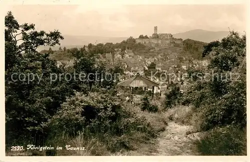 AK / Ansichtskarte Koenigstein Taunus Stadtpanorama Blick zur Burgruine Kat. Koenigstein im Taunus