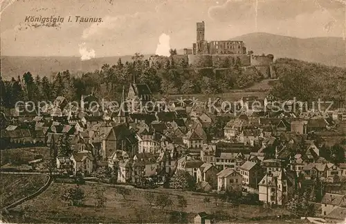 AK / Ansichtskarte Koenigstein Taunus Stadtpanorama mit Burgruine Kat. Koenigstein im Taunus